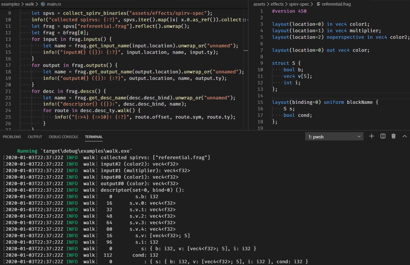 Example walking an entry point of a SPIR-V file