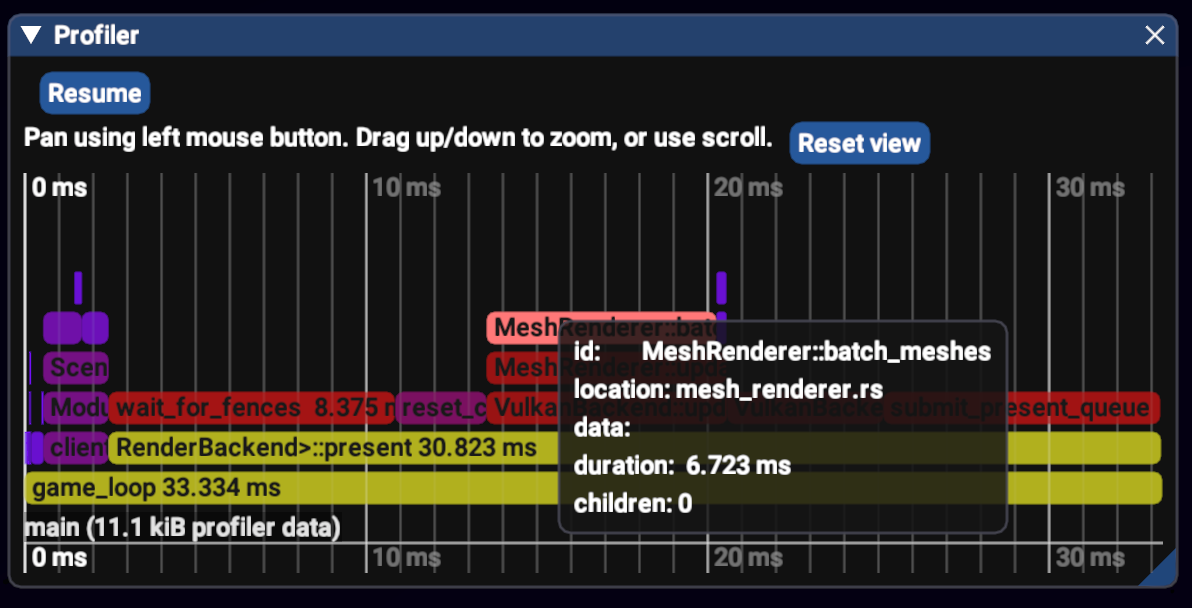 Puffin flamegraph shown with puffin-imgui