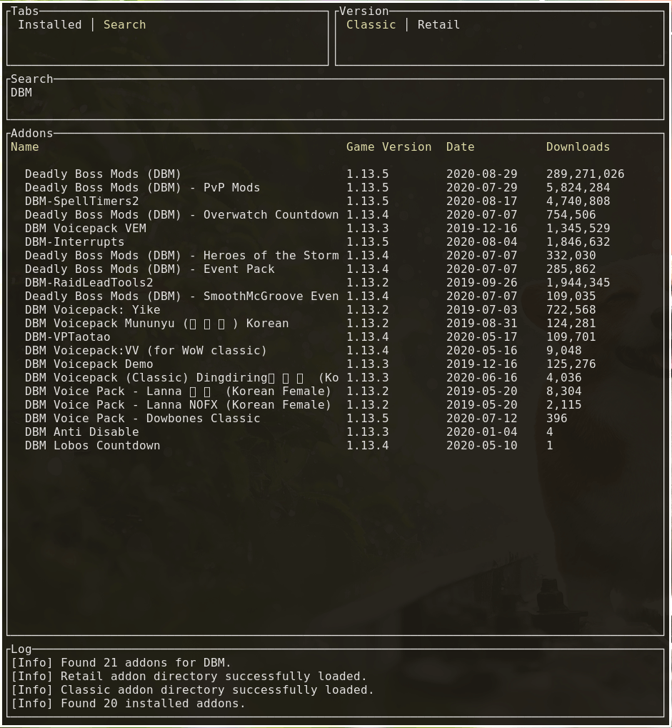 wowAddonManager Example