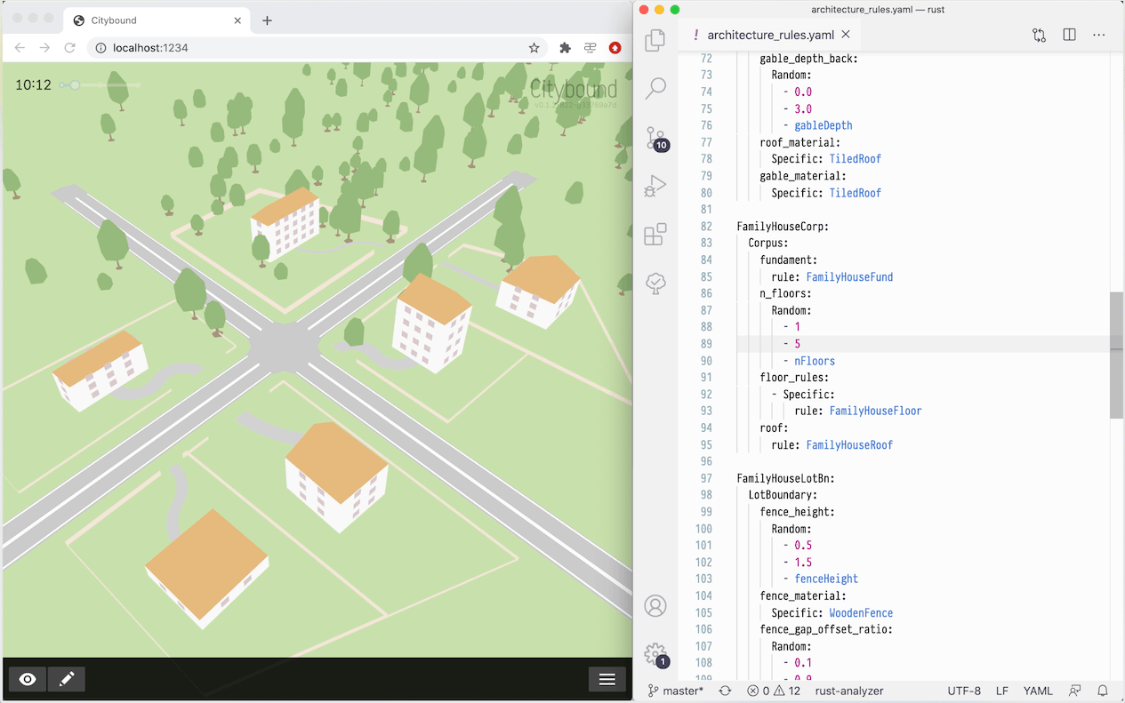 Live editing of procedural architecture rules