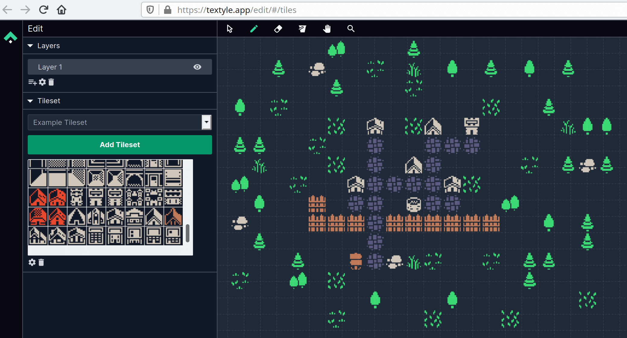 Screenshot with a simple settlement map