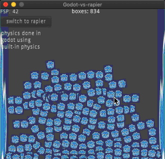 demo that first show godot's physics and than switches to rapier