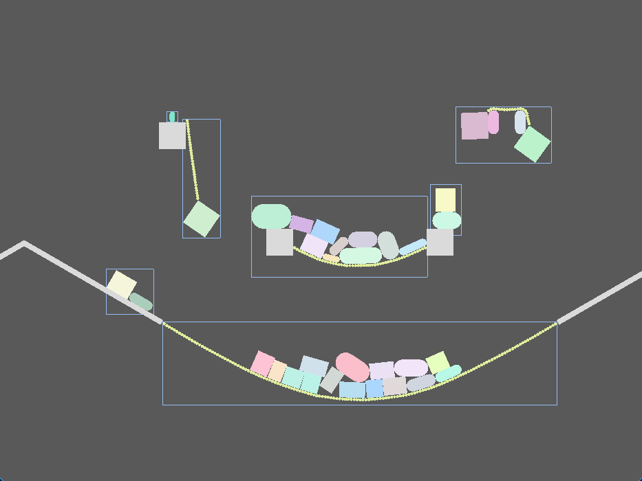 physically-connected groups of primitives are framed with rectangles