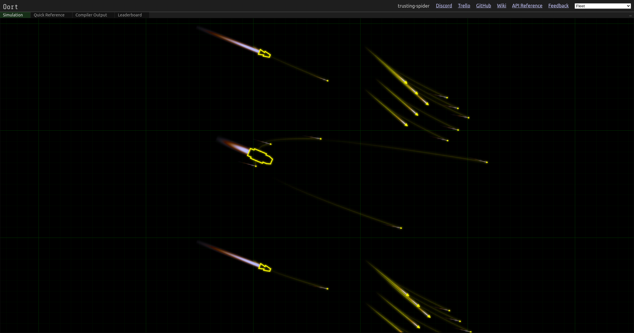 Asteroids-like vector graphics with ships and missiles made out of simple geometric forms